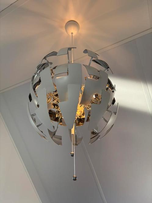 Zie foto’s! IKEA zilver/wit 52cm incl smart led, Huis en Inrichting, Lampen | Hanglampen, Zo goed als nieuw, Minder dan 50 cm