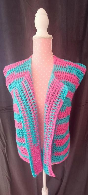 Gehaakt vest Roze/Blauw beschikbaar voor biedingen