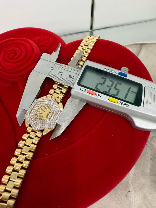 Prachtige 14 karaats gouden rolex design armband, Sieraden, Tassen en Uiterlijk, Armbanden, Nieuw, Goud, Ophalen of Verzenden
