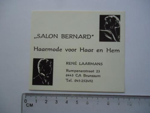 sticker oud Brunssum salon Bernard kapper rene laarmans, Verzamelen, Stickers, Zo goed als nieuw, Bedrijf of Vereniging, Verzenden