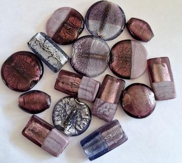 Partij met 15 grote silverfoil glas kralen 25-35 mm 4 beschikbaar voor biedingen