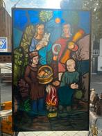 Katholieke groot voorstelling in glas in lood  (60er jaren), Antiek en Kunst, Antiek | Religie, Ophalen of Verzenden