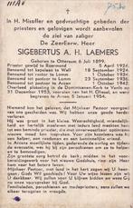 Laemers Sigebertus A. H. 1899 Ottersum  1954 Venlo, Ophalen of Verzenden, Bidprentje