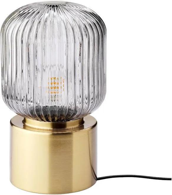 SOLKLINT Tafellamp - Messing/Grijs Glas - 28cm, Huis en Inrichting, Lampen | Tafellampen, Zo goed als nieuw, Minder dan 50 cm