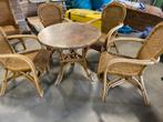 Tafel 4 rotan stoelen, Tuin en Terras, Tuinsets en Loungesets, Ophalen of Verzenden, Zo goed als nieuw, 4 zitplaatsen