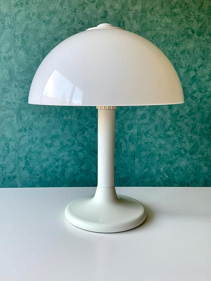Vintage 70’s Mushroom Tafellamp. Ø Kap 35CM, Huis en Inrichting, Lampen | Tafellampen, Gebruikt, Minder dan 50 cm, Kunststof, Metaal