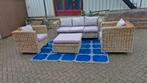 Mooie rotan loungeset met wieltjes inclusief kussens, Ophalen of Verzenden, Gebruikt