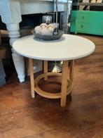 Ronde witte salontafel / bijzettafel blank onderstel, Rond, 55 tot 75 cm, Zo goed als nieuw, Hout