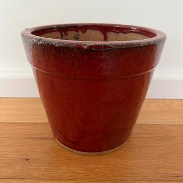 Bloempot geglazuurd keramiek ossenbloed bruinrood beschikbaar voor biedingen