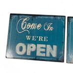 Emaille deurbordje OPEN vintage style: Come in were open, Ophalen of Verzenden