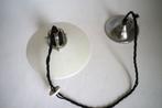 antiek lamp wit opaalglas schoenmaker glas chroom porselein, Ophalen of Verzenden