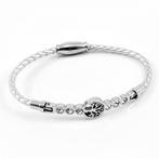 Zilver Leren Armband Strass Levensboom Stalen Elementen, Sieraden, Tassen en Uiterlijk, Armbanden, Met kristal, Verzenden, Nieuw