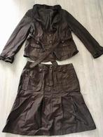NIEUW Prachtig bruin pak set ( rok / colbert jasje) , mt 44, Promiss, Kostuum of Pak, Bruin, Maat 42/44 (L)