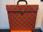* Vintage vinyl lp platenkoffer rood ruitpatroon (7) *, Verzenden, Gebruikt, Overige instrumenten