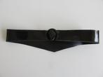 Vintage zwarte vinyl lakleer riem uit de 1980s tailleriem, 80 tot 90 cm, Zwart, Tailleriem, Ophalen of Verzenden