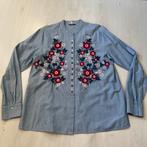 blauw wit gestreept LUCKY BRAND blouse geborduurde bloemen L, Verzenden, Zo goed als nieuw, Maat 42/44 (L), Blauw