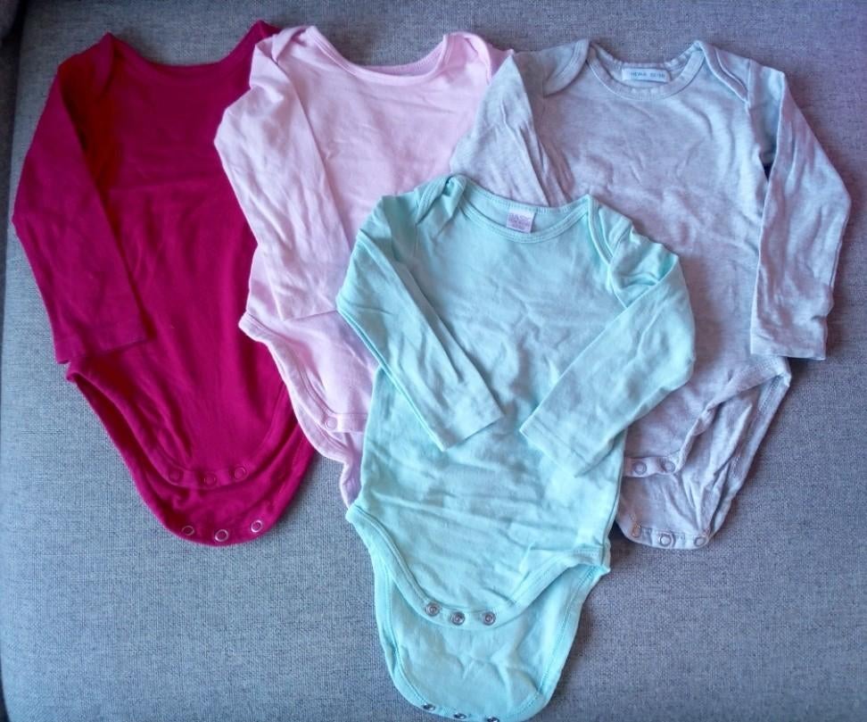 Izgs! Set van 4 x romper met lange mouw Wibra/Hema. Mt 62/68, Ophalen of Verzenden, Gebruikt, Maat 62