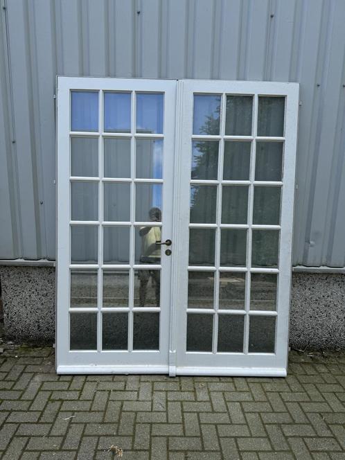 Prachtige afzelia terrasdeuren, Doe-het-zelf en Verbouw, Kozijnen en Schuifpuien, Zo goed als nieuw, Deurkozijn, Hout, 225 cm of meer