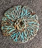 Blauw / Groene roestig metalen wanddecoratie, Ophalen of Verzenden