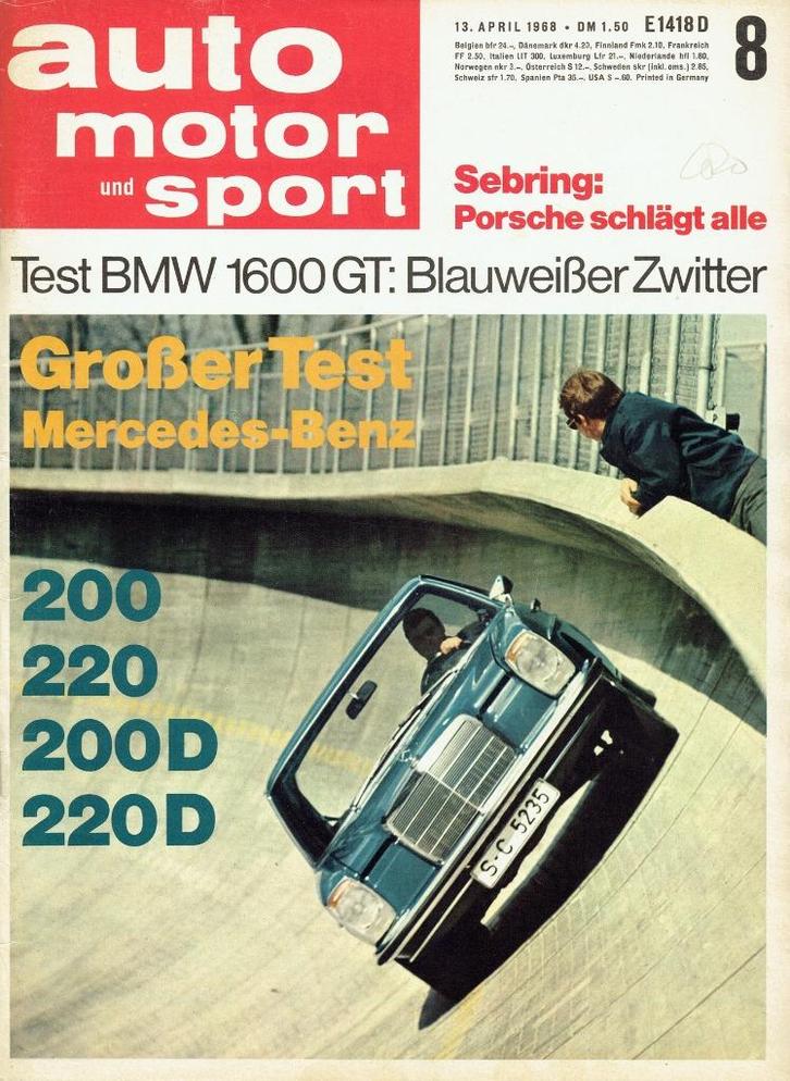 AMS 1968 nr. 8 (oa Mercedes 220 - Iso Rivolta - BMW 1600 GT), Boeken, Auto's | Folders en Tijdschriften, Gelezen, Algemeen, Verzenden