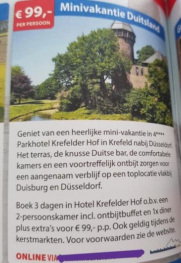 Minivakantie Duitsland €99,- per persoon (kortingsbon)   beschikbaar voor biedingen