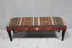 Vintage Style Bank Oosterse Kelim Hocker Landelijk Bankje, Huis en Inrichting, Banken | Sofa's en Chaises Longues, Minder dan 75 cm