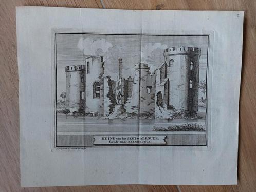 2 / Slot van Abcoude - Originele gravure uit 1736, Antiek en Kunst, Kunst | Etsen en Gravures, Ophalen of Verzenden