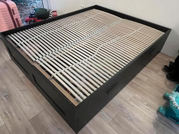 Ikea bedframe lattenbodem brimnes zwart 160x200 - afbeelding 4