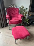 Brocante Fauteuil Fuchsia/Zilver, Huis en Inrichting, Fauteuils, Ophalen, Zo goed als nieuw, Stof, 75 tot 100 cm