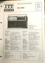 Radio Cassette recorde ITT RC2000 service information, Verzenden, Audio en Video