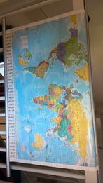 Wereldkaart. 90cm breed. 60 lang., Antiek en Kunst, Antiek | Schoolplaten, Ophalen, Aardrijkskunde