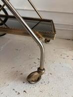 Antieke Serveerwagen met Glazen Bladen en Messing Frame - El, Ophalen of Verzenden