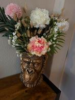 Aap bloempot met bloemen, Overige kleuren, Aardewerk of Porselein, Ophalen of Verzenden, Zo goed als nieuw