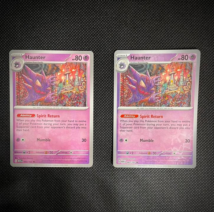 Haunter duo 093/165 MEW, Hobby en Vrije tijd, Verzamelkaartspellen | Pokémon, Zo goed als nieuw, Verzenden