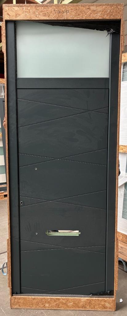 Aluminium voordeur met bovenlicht 95 x 266 cm Links 7016, Doe-het-zelf en Verbouw, Deuren en Horren, Nieuw, Buitendeur, 215 cm of meer