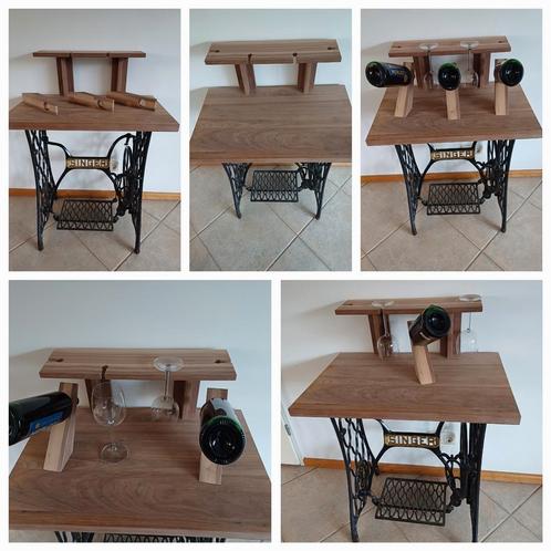 Wijnrek wijntafel bijzettafel fleshouder, Huis en Inrichting, Tafels | Bijzettafels, Nieuw, Rond, 60 cm of meer, Hout, Ophalen