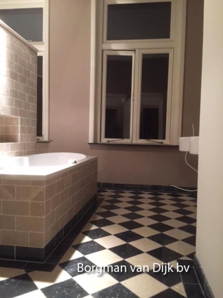 prachtige badkamertegels Beige Zwart marmer 20x20 cm, Huis en Inrichting, Badkamer | Complete badkamers, Nieuw, Ophalen