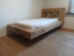 Zwevend eiken balken bed 90x200cm, Huis en Inrichting, Slaapkamer | Bedden, Ophalen, 90 cm, Eenpersoons, Bruin