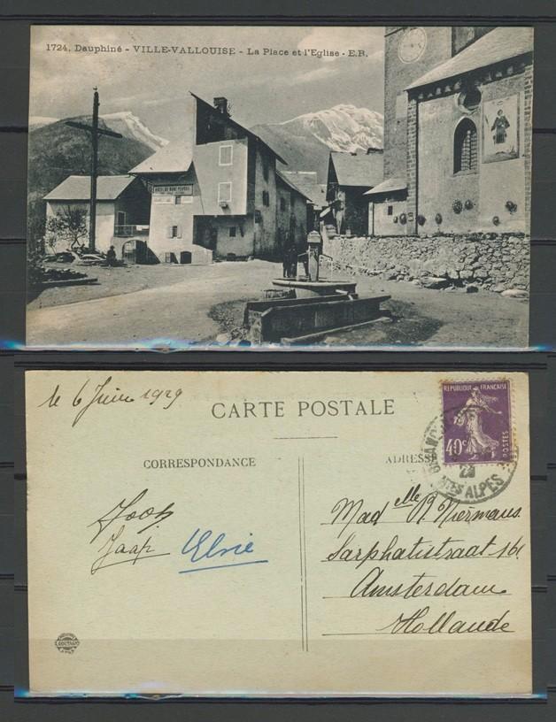 Frankrijk Dauphiné 1929 Ville Vallouise Ansichtkaart 965a, Verzamelen, Ansichtkaarten | Buitenland, Gelopen, Frankrijk, 1920 tot 1940