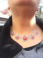Collier Antiek Sterling Massief Zilver 950 Rhodochrosiet, Sieraden, Tassen en Uiterlijk, Ophalen of Verzenden, Zilver, Ketting