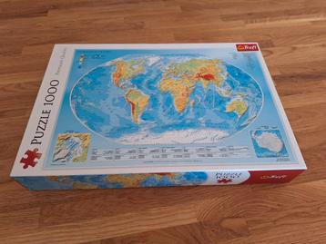 Puzzel 1000 stukjes wereldkaart  beschikbaar voor biedingen
