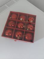 Set van 9 gedecoreerde kerstballen rode ballen., Diversen, Ophalen of Verzenden, Zo goed als nieuw