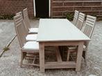 hard houten eethoek 6 persoons, Gebruikt, Teakhout, 200 cm of meer, Vijf personen of meer