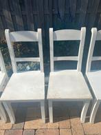 6 Braxton Eetkamerstoelen - Wit Hout 100,- voor 6 stuks, Huis en Inrichting, Gebruikt, Wit, Ophalen of Verzenden, Vijf, Zes of meer stoelen
