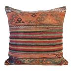 Vintage kelim kussen 60x60 oranje, Yazgibi, Verzenden, Vierkant, Nieuw