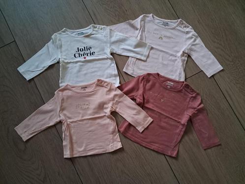 K140 4 dunne shirtjes Kiabi Maat 56/62, Kinderen en Baby's, Babykleding | Maat 56, Zo goed als nieuw, Meisje, Shirtje of Longsleeve