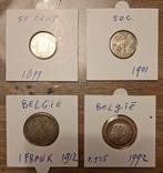 4 stuks Belgische munten. Diverse jaartallen en kwaliteiten., Ophalen of Verzenden, België, Setje, Zilver