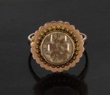 Memorie antieke 14k gouden dames ring haarwerkje 19e eeuws beschikbaar voor biedingen
