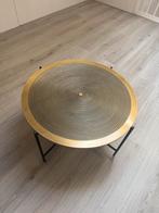 Bijzettafel met messing bedekt blad., Huis en Inrichting, Tafels | Bijzettafels, Minder dan 55 cm, Metaal of Aluminium, Rond, Zo goed als nieuw