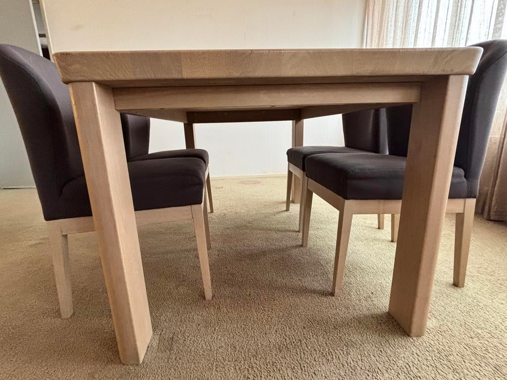 Dining table with chairs and tea table, Ophalen, Gebruikt, 100 tot 150 cm, Eikenhout